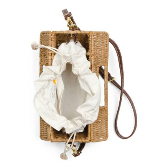 C&C CALIFORNIA Half Moon Crossbody Rattan Bag - Picture 2 of 3
